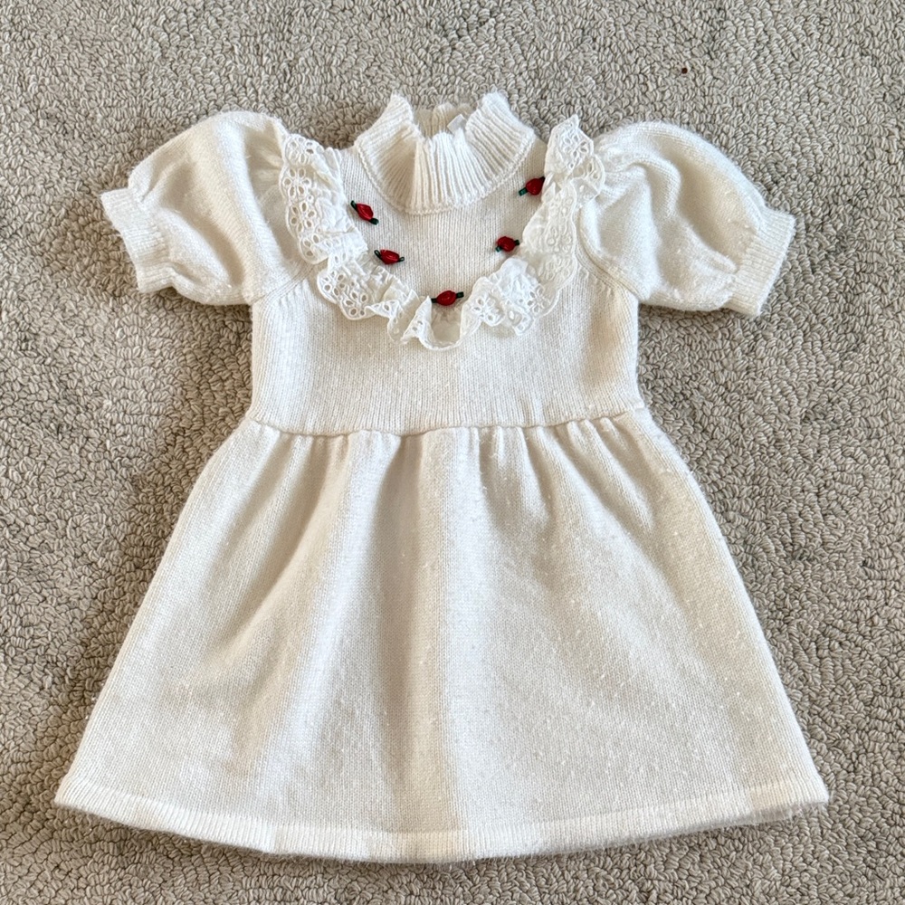 Janie and Jack Girls Cream Knit Sweater Dress